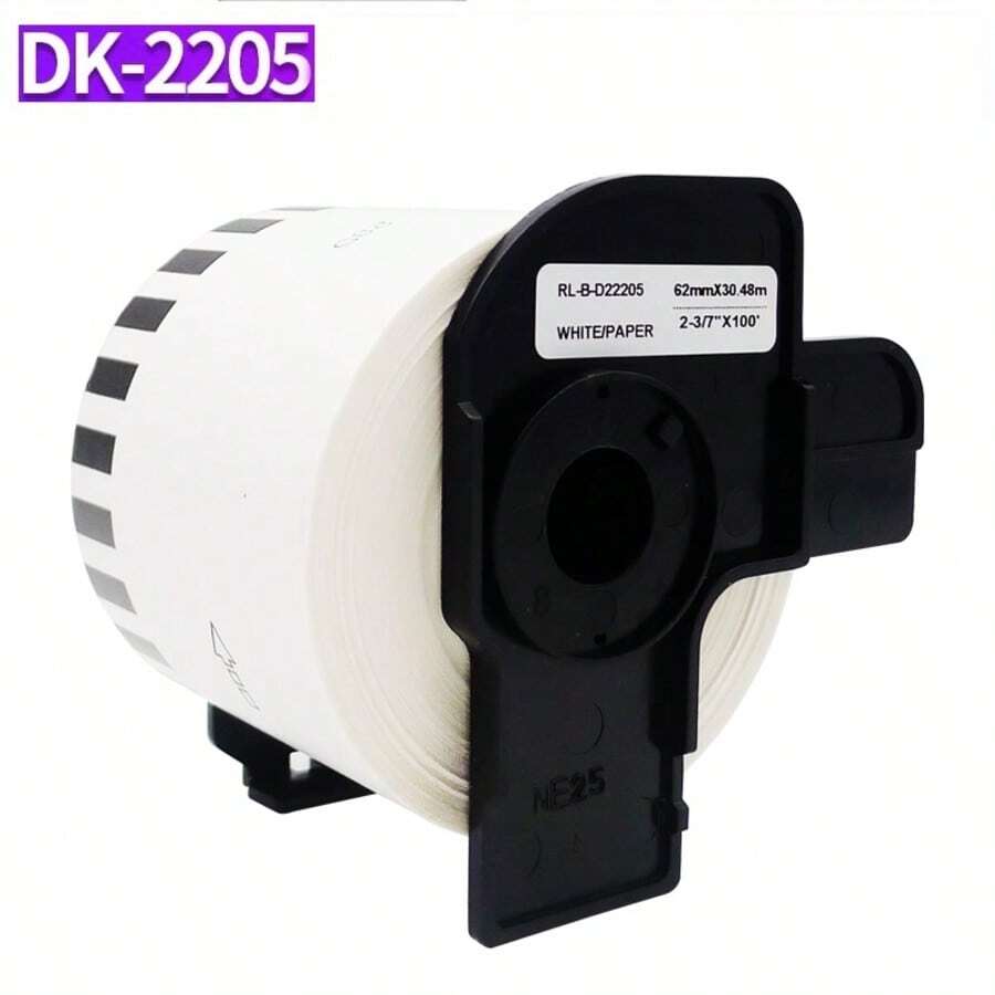 1 Roll DK-2205 Label Paper - 2-3/7" X 100 Ft Continuous White Label Paper, Compatible With Brother QL Label Printers: QL-700, QL-570, QL-710W, QL-800, QL-810W, QL-1060N, QL-720NW, QL-550 - 1 Roll and 1 Holder - View 1