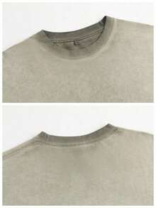 2026 Summer Tops Retro Sun Face Skull Print, Men's T-Shirt, SUBLIM Band Style Free Theme Loose Short Sleeved ShirtLoose And Comfortablesummer Clothes - 髒洗軍綠色 01 - 查看 3