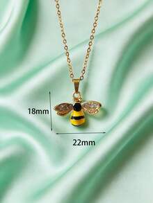 1pc Minimalist Bee Pendant Necklace - Symbol Of Love And Good Luck, Gift For Her, Birthday & Anniversary - Bee - View 4