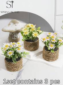 3/4pcs Artificial Rattan Small Potted Plants, Green, PE Material, Polyester Fiber Material, Desktop Decoration, Suitable For Valentine's Day Decoration, School Dormitory Office Decoration, Party Event Holiday Birthday Party Decoration, All Season Decoration, Applicable For Home Entrance, Hotel, Restaurant, Living Room, Bedroom, Wedding Party, Kitchen, Garden Green Decoration - Multicolor-k - View 10