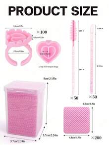 400pcs One-Time Use Eye Makeup Tools Set, Including Eyelash Brush, Lip Brush, Ring Cup, Glue Cup, Essential Tools For Makeup Artists - Pink - View 2