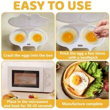 Microwave Egg Cooker With Non Stick Coating -2 Cups Circular Steamer, Making Light And Fluffy Fried Eggs And Ideal Boiled Eggs -  Plastic Material, Suitable For Dishwasher - Quick Breakfast Choice For Home Or Office - White - View 2