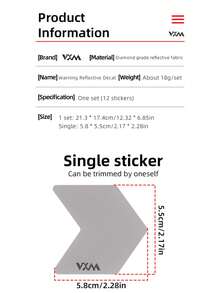 VXM公路自行车轮辋反光贴纸，电动摩托车骑行夜间安全警示贴纸 - 灰色 - 查看 6