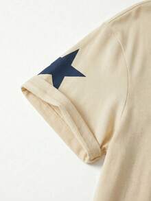 Men's Casual Street Style New York Letter Slogan 22 Graphic Print T-Shirt, Beige - Apricot - View 4