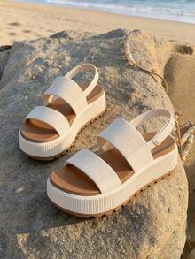 Platform Water Sandals For Women Wedge Chunky Open Toe Waterproof Sandals Non Slip Lightweight Summer Shoes For  Beach Vacations Comfortable For Feet - 白色 - 查看 6
