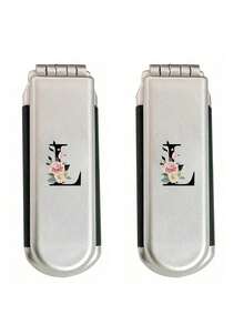 Gương trang điểm và làm tóc gấp gọn 2 trong 1 – Di động, để bàn, họa tiết hoa chữ cái đen A-Z, dụng cụ làm đẹp hiện đại cho du lịch, lược gấp kèm gương trang điểm, dễ mang theo, hoàn hảo cho du lịch, lược đệm khí đa năng, lược massage da đầu (Không bao gồm Q/U/X) - Bạc - Xem 37