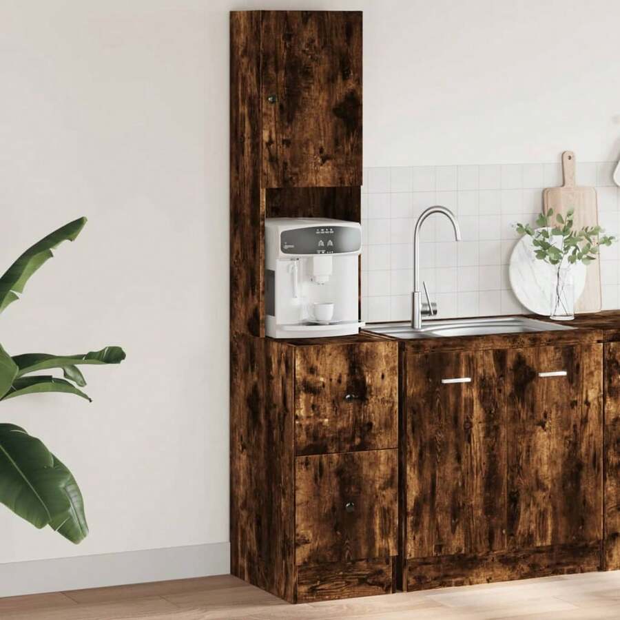 vidaXL Küchenschrank Räuchereiche 35x50x180 cm Holzwerkstoff - Braun - Übersicht 1