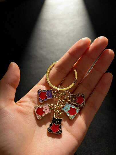 Uroczy, kolorowy brelok z misiem, słodki, miłosny brelok ze stopu, wisiorek do torebki z kreskówkową postacią, najlepszy przyjaciel, kolorowy brelok z misiem, odpowiedni na codzienne drobne prezenty i akcesoria na przyjęcia