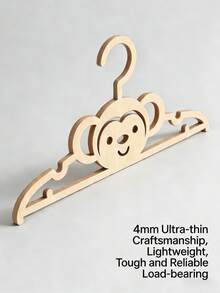 Conjunto de 10 cabides de madeira em formato de macaco para armário – Organizadores antiderrapantes, estilo minimalista e aconchegante, armazenamento delicado, ganchos práticos e estilosos em formato de macaco para quarto infantil e sala de jogos, cabides fofos em formato de animais para roupas, organizador que economiza espaço e acessório de decoração para casa, decoração de primavera para o quarto. - Damasco - Ver 8