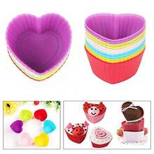 Heart Silicone Baking Cups, Heart Molds Love Cupcake Liners Large Resusable Muffin Cups, 30 Packs - Multicolor - View 5
