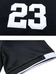 男士夏季POLO衫套装，休闲T恤上衣和时尚及膝短裤 - 黑色 - 查看 7