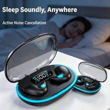The Ultra-Thin Sleep Wireless Headphones Are Compact And Portable In-Ear Headphones With Intelligent Noise Cancellation And Super Standby Wireless Headphones, Suitable For Android-Compatible Apple Mobile Phone Gaming Headphones - 黑色 - 查看 4