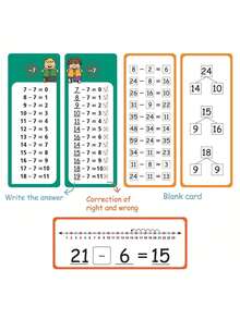 1 set de tarjetas de aprendizaje de matemáticas, borrables, suma, resta, multiplicación, división, herramienta educativa de aprendizaje, arte & manualidades, suministros de pintura - color - Ver 3