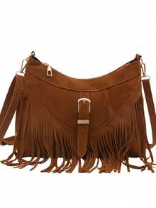 Large-Capacity Tassel Design, Featuring A Classic Retro Style, Versatile Women's Bag Suitable For All Occasions. 2026 New Model Crossbody Bag. - Brown - View 13