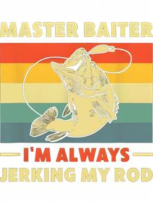 [100% Cotton] Master Baiter Humorous Fishing T-Shirt With Jumping Bass Design. - Black - View 3