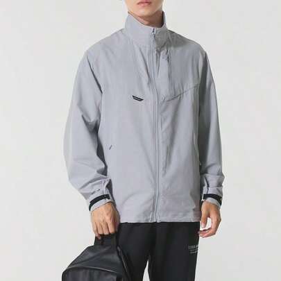 Under Armour Chaqueta para hombres APAC Urban OD Brushed Jkt-GRY, chaqueta casual minimalista y ligera con cuello alto, bolsillos con cremallera, para uso diario y deportivo