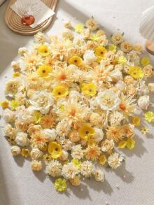 15件/50件黄色花朵装饰套装，适用于节日庆典、派对装饰、帽子装饰、花环、家居装饰、花园装饰、生日蛋糕装饰、桌面装饰、DIY工艺品 - 黃色 - 查看 2