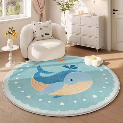 1pc Blue Dolphin Living Room Floor Mat, Bedroom Decor, Home Casual Carpet, Decorative Rug, Bedroom Decor, Small Rug, Carpet, Home Decor, Living Room Carpet, Living Room Small Rug, Bedroom Carpet, Living Room Home Decor, Outdoor Rug, Plush Carpet, Furry Carpet, Autumn/Winter Carpet, Thick/Plush, Washable Carpet