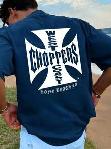 West Choppers East Long Beach CA Graphic Shirt - Red Casual Streetwear With Striking White Print, Breathable Polyester, Suitable For Summer Outings & Parties, Party Outfit. |     Eye-Catching Graphic Shirt |     Durable Fabric - 黑色的 - 查看 11
