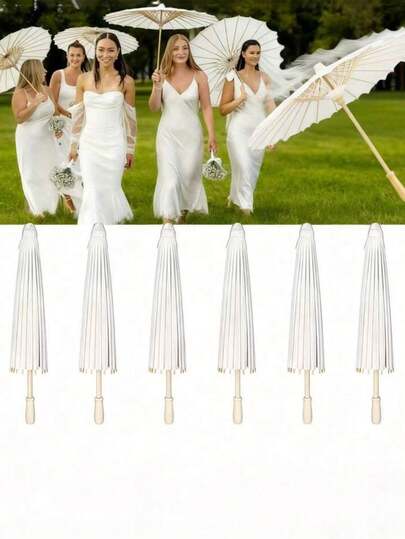 1/6 chiếc ô giấy trắng cổ điển - 15,7 inch, có thể gấp gọn và dễ mang theo, hoàn hảo cho đám cưới, ngày lễ và trang trí nhà cửa, chống nắng, nghệ thuật và thiết kế, nhiếp ảnh, dù che nắng, và tạo không khí lãng mạn cho ngày Valentine 14 tháng 2 (Chúng tôi khuyên bạn nên đặt mua loại lớn hơn 13 inch để có kết quả chụp ảnh tốt hơn), lựa chọn mùa xuân/hè, quà tặng cho phù dâu, trang trí phòng ngủ, bãi biển, du lịch, dành cho nam, dành cho nữ, kỳ nghỉ, đồ dễ thương, polyester