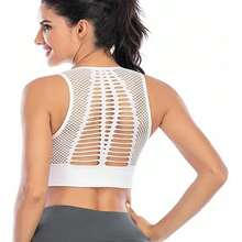 Sujetador deportivo sin aros para mujer, blanco - M - Azul Marino - Ver 3