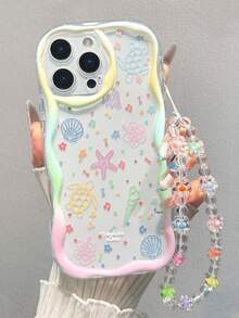 海洋元素彩绘平纹印花奶油色波浪边手链式简约防摔加厚手机保护壳，适用于 17/17 Pro/17 Pro Max/16 XR/7/8 15 Pro Max/12 Pro Max/13 Pro Max/14 Pro Max 13 14 11 12P 14 P11软壳 P12防摔 XS.XR /78P.78GES2，适用于A134G A22 A21S A514G A52 S22 ULTRA A335G，A34 A35，适用于10 Note 114G 11 Lite A53 TPU A14 /A23/S23 ULTRA S24 A14 A15 S23 A73 A55 A54手机壳，国际版，非国内版 - 彩色 - 查看 4