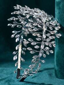 1pc Sparkling Crystal Bridal Headband, Handmade Women Hair Hoop Headpiece Suitable For Wedding, Party, Ball,Summer,Beach - Multicolor - View 6