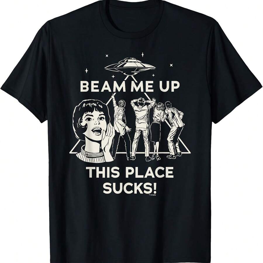 Stranger Thin:Gs Season 5 Beam Me Up Officially Licensed T-Shirt - 黑色 - 查看 1