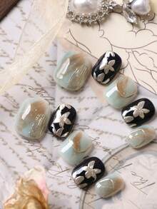 Round Press-On Fake Nails, Suitable As Gift For Friends Who Enjoy Nail Art - Multicolor - View 3