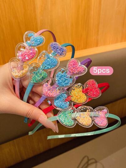 5 piezas de pasadores de cabello con forma de corazón y líquido de colores, accesorios de cabello dulces y de moda para uso diario