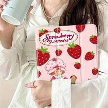 : A Cute Girl And Strawberries. This Stylish  Case Is Compatible With Anti-Drop Function, Sleep/Wake Function Compatible With /, Case, Case,Case, Case 10th Generation,  Case,Cute  Case - Xám - Xem 2