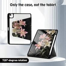 1 件装花卉图案翻盖平板电脑保护套，带笔槽、720 度旋转支架、PU 皮革材质，具备自动休眠/唤醒功能，适用于华为、荣耀、苹果等平板电脑品牌，适合返校季、情人节等场合。 - 彩色 - 查看 1