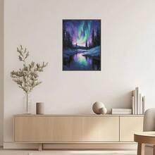 Kit de Pintura Diamante 5D DIY com Mosaico de Strass de Cristal para Decoração de Parede com Paisagem da Aurora Boreal, Paisagem em Tela, Broca Completa, Arte com Gemas, Cenário Fantástico da Natureza, Decoração para Sala de Estar, Quarto, Escritório, Galeria de Parede, Presente Artesanal para Hobbies. Dimensões: 30 x 40 cm / 11,8 x 15,8 polegadas. - Multicolorido - Ver 4