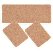 Set Of 3 Non-Slip Kitchen Mats, Low Pile, Washable - 摩卡棕 - 查看 2