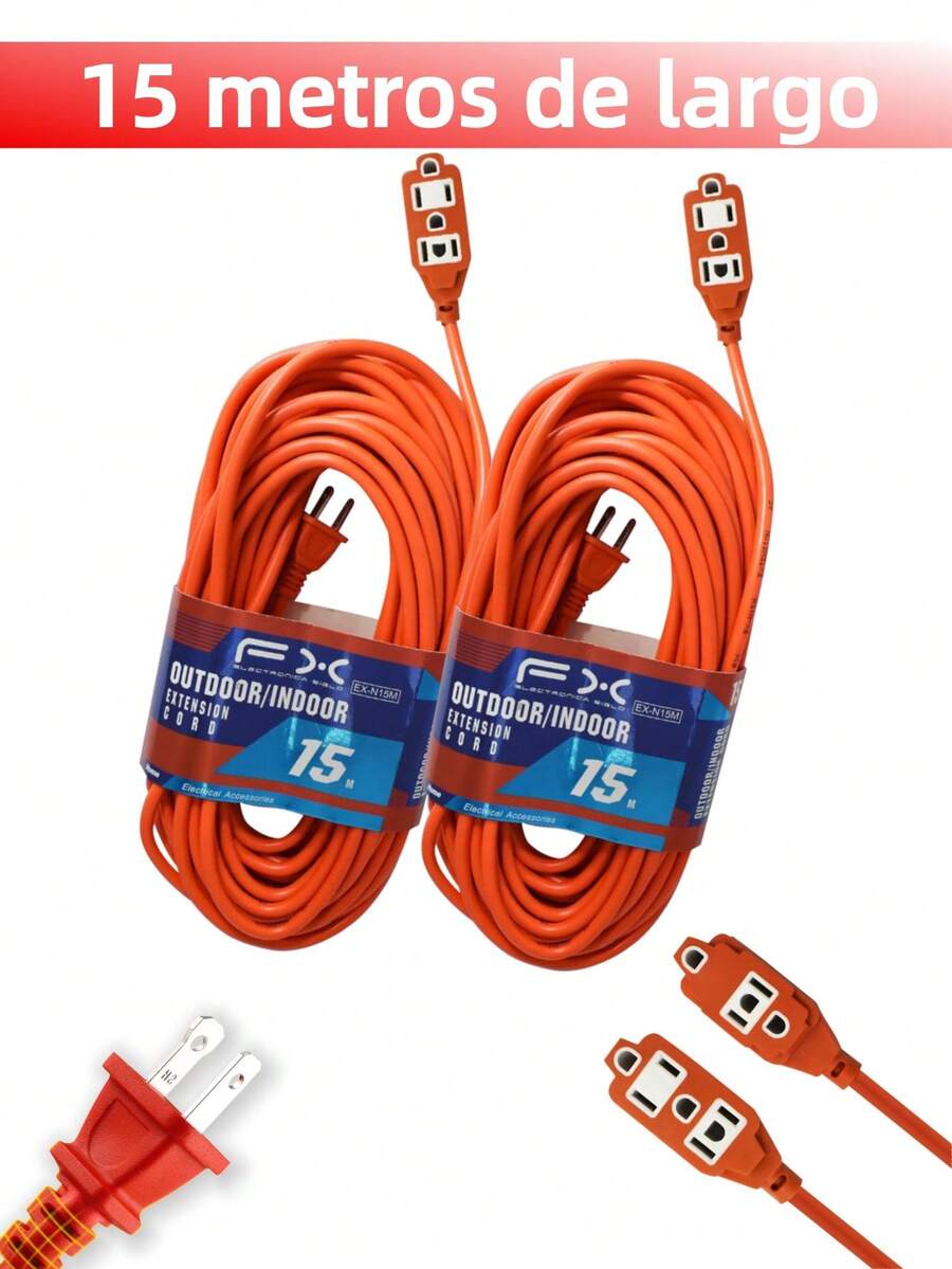 Extensión Eléctrica Doméstica, 15M/20M/25M,multicontacto - 15 metros-2 piezas - Ver 1