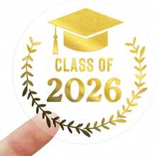 120pcs/60pcs/36pcs Gold 2026 Graduation Stickers, 10/5/3 Sheets, 12 Stickers Per Sheet, 2026 Graduation Gold Foil Congratulations Stickers, Suitable For Graduation Cap, Gift Box, Card, Envelope, Party Favors, Essential For Graduates - Gold - View 1
