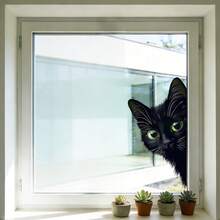 1/3pcs Summer Black Cat & Rabbit Window Stickers, Removable Gel-Free Static Cling Transparent Film, Cute Animal Decor For Bedroom And Living Room - Animal Window Stickers - View 6