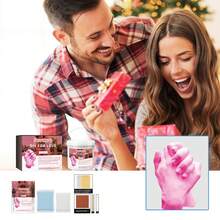 Bricolaje Moldes de manos de pareja para hacer uno mismo, modelos de manos y pies, clonación casera, almohadillas de tinta conmemorativas hechas a mano y polvo de yeso. - A - Ver 2