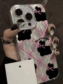 1个可爱格子图案美学设计羽毛激光防水防指纹防刮透明IMD软光顺滑手机壳，兼容 16 Pro Max/16/16 Pro/16 Plus/15/15 Pro Max/15 Pro/11/12/13/14 Pro Max/11 Pro Max/12 Pro/12 Pro Max/13 Pro/13 Pro Max/14 Pro/14 Pro Max，时尚创意 - 彩色 - 查看 4