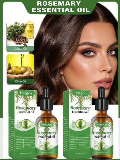 60ml Rosemary Hair Oil, Strengthens And Nourishes Hair, Scalp Care, Smoothing And Moisturizing, Herbal Extract, Rosemary Aroma, Gentle And Non-Irritating, Alcohol-Free