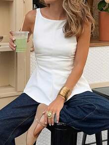 Look Polly Women's Y2K Summer Camisole, White Thick Strap Knotted Camisole, Sleeveless Sexy Top, Suitable For Beach, Vacation, Dating, Outfit - White - View 4