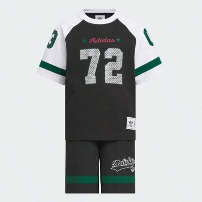 Adidas 阿迪达斯儿童经典短袖短裤套装，经典运动装