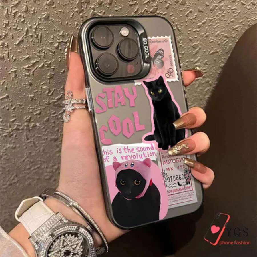 Anti-Impact Case Cute Black Cat Print Resistant Case I P H One Xs Max Xr 7 8 11 12 13 14 15 16 17 Pro Max 7 8 14 15 16 Plus Galaxy A03 A05S A10 A11 A12 A13 A14 A15 A20 A23 A32 A35 A50 A51 A52 A55 A72 S20 S21 S23 FE S22 S23 S24 25 Ultra  A2 A3 10C 12C 13C 14C POCO X3 G60 G84 Case - J1 - 查看 1