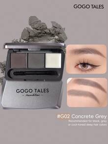 GOGO TALES Palet Bedak & Pomade Alis 3 Warna, Tahan Keringat & Anti Luntur, Hasil Akhir Matte Beludru, Bedak Tahan Lama & Pomade Alami, Cocok Untuk Pemula GOGOTALES - #G02 Abu-abu Beton - View 7