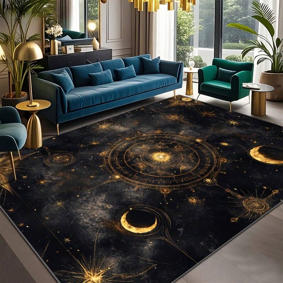 "The Celestial Body" Pattern Flannel Carpet, Featuring Stars, The Sun And The Moon, Represents The Design Of The Universe , 2D Digital Printing, Non-Slip Rubber Bottom, Multiple Sizes Available. Suitable For All Seasons, Washable, Machine Washable, Comfortable, Unique, Suitable For Him, Her, Family Members, Boyfriend, Girlfriend, Father, Family Members, Mother, Lover, Daughter, Son, Grandfather, Grandmother, Teacher, Doctor, Nurse, Friend, Classmate, Pet. As Birthday Gifts, Household Items, Wedding Items, Souvenirs, Home Decoration, Daily Life, Office Decoration, Birthday, Anniversary, Valentine's Day, Thanksgiving, Graduation Season, Christmas, Halloween, Mother's Day, Father's Day, Wedding, New Year Gift Decoration. Suitable For Shopping Centers, Restaurants, Kitchens, Bathrooms, Living Rooms, Bedrooms, Corridors, Balconies, Outdoor Doors, Door Mats, Entrance Mats, Non-Slip Mats, Offices, Cafes, Piano Room Floor Decoration - Nhiều màu - Xem 1