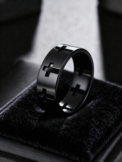 Fashionable And Popular Men Cross Hollow Out Ring Stainless Steel For Jewelry Gift And For A Stylish Look