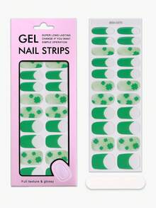 22片装圣帕特里克节法式UV免胶美甲贴，绿色四叶草清新风格凝胶美甲贴纸，易于粘贴，是女士DIY节日美甲的完美之选。 - 綠色 - 查看 6