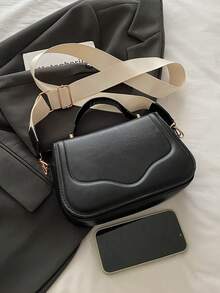 2026春秋新款时尚女式手提包，休闲通勤托特包，多功能单肩斜挎马鞍包 - 黑色 - 查看 3