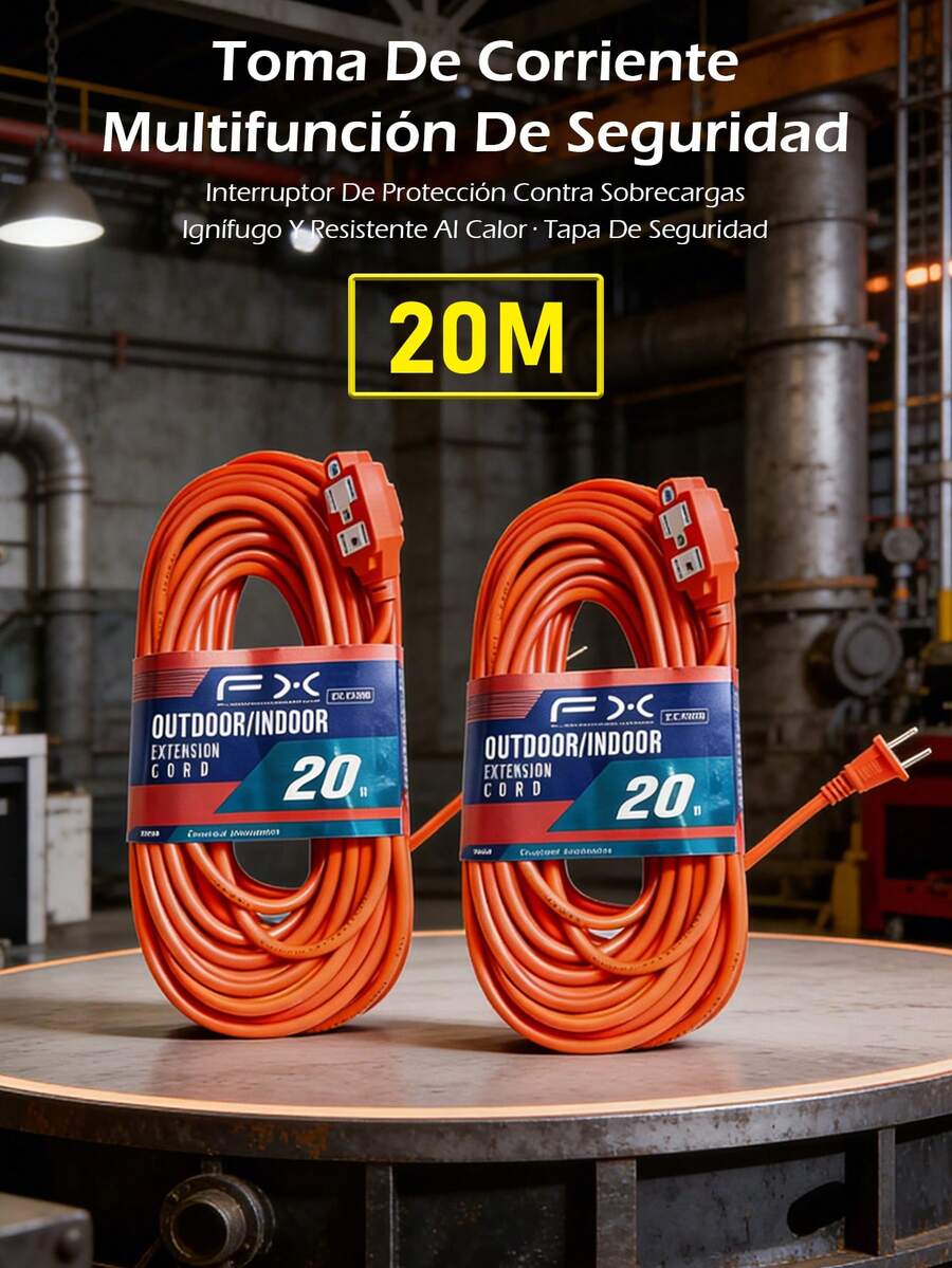 Extensión Eléctrica Doméstica, 15M/20M/25M,multicontacto - 20 metros-2 piezas - Ver 1