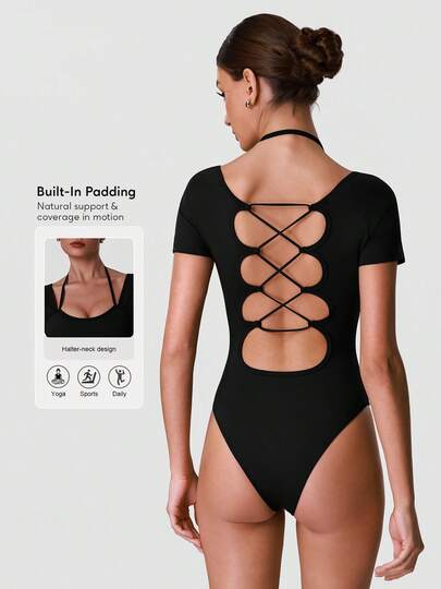 Sodalemon Women's Fitness Training Camisole Elastic Jumpsuit, Sexy Back Design For Running, Outdoor, Casual Gym, Yoga, Workout Sports